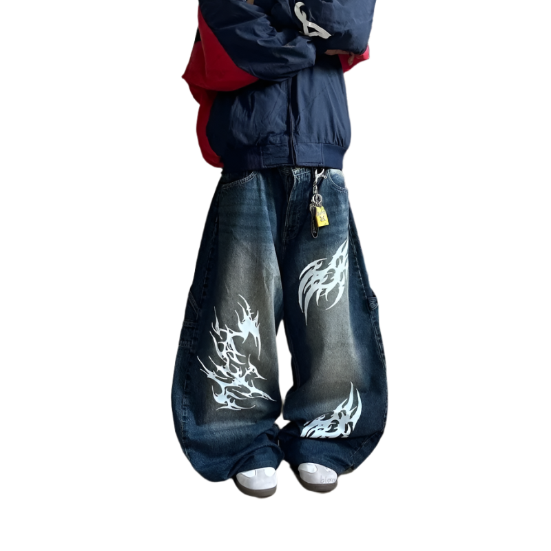 TRIPPIN'™ Tiger-Scratch Baggy Jeans