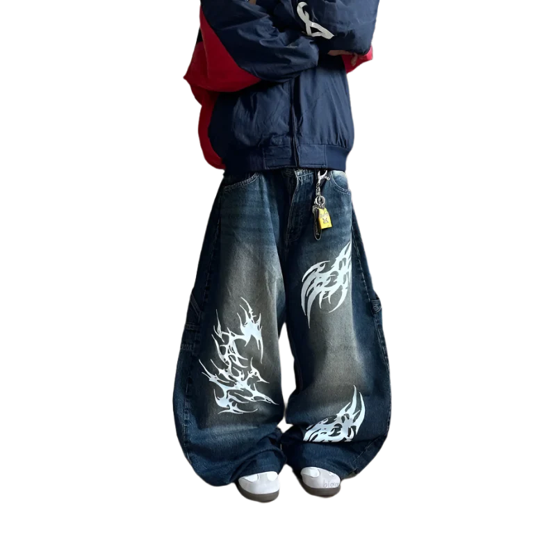 TRIPPIN'™ Tiger-Scratch Baggy Jeans