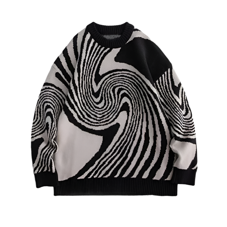 TRIPPIN'™ Wavy Knitted Sweater Black