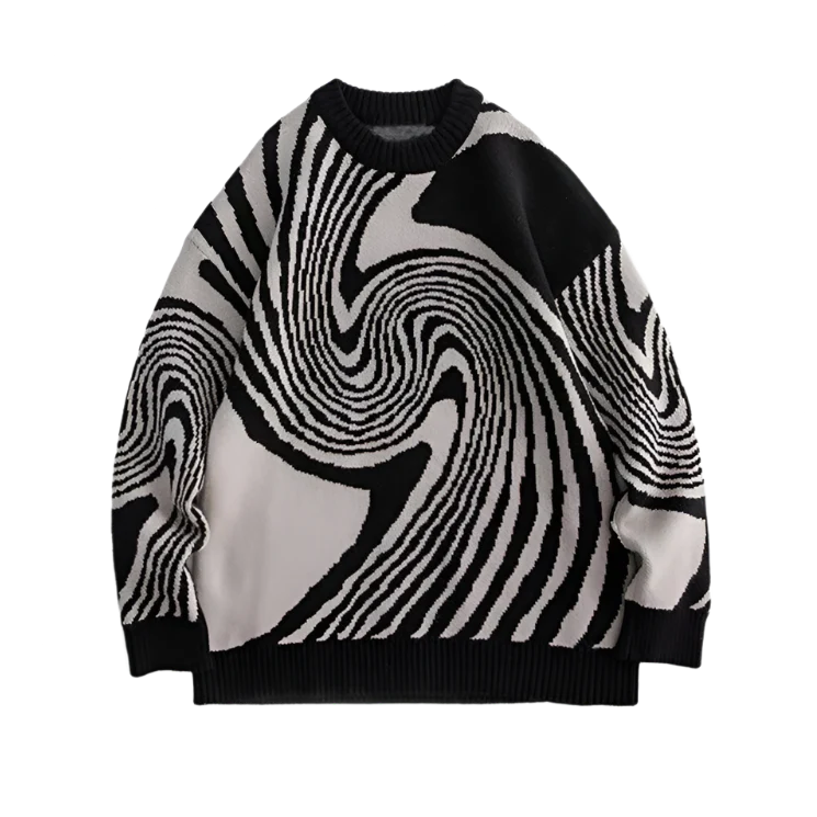 TRIPPIN'™ Wavy Knitted Sweater Black