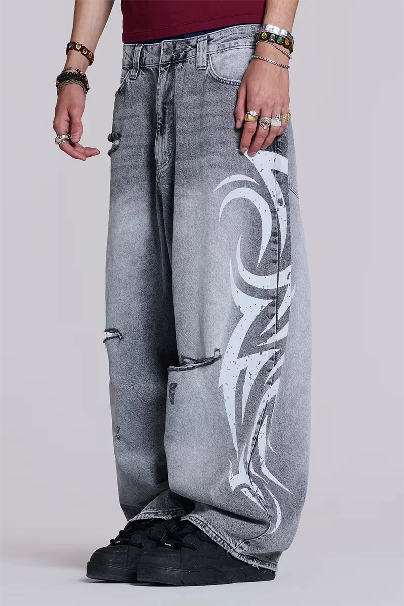 TRIPPIN™ Moonlight Baggy Gray Jeans