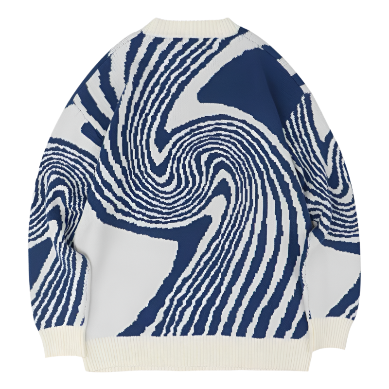 TRIPPIN'™ Wavy Knitted Sweater Navy Blue