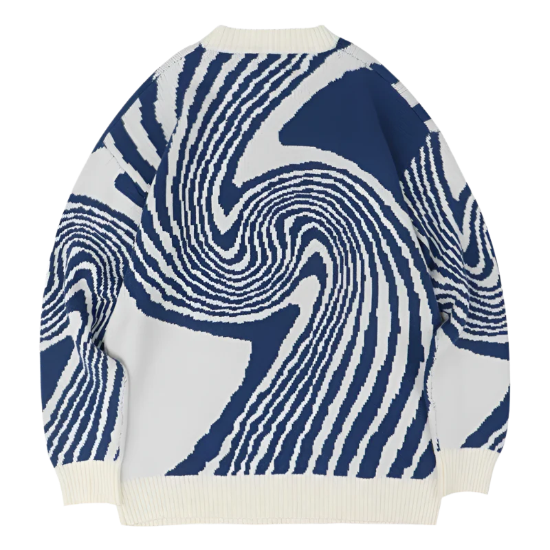 TRIPPIN'™ Wavy Knitted Sweater Navy Blue