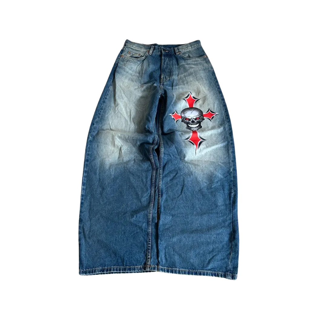 TRIPPIN'™ Death-Cross Baggy Jeans