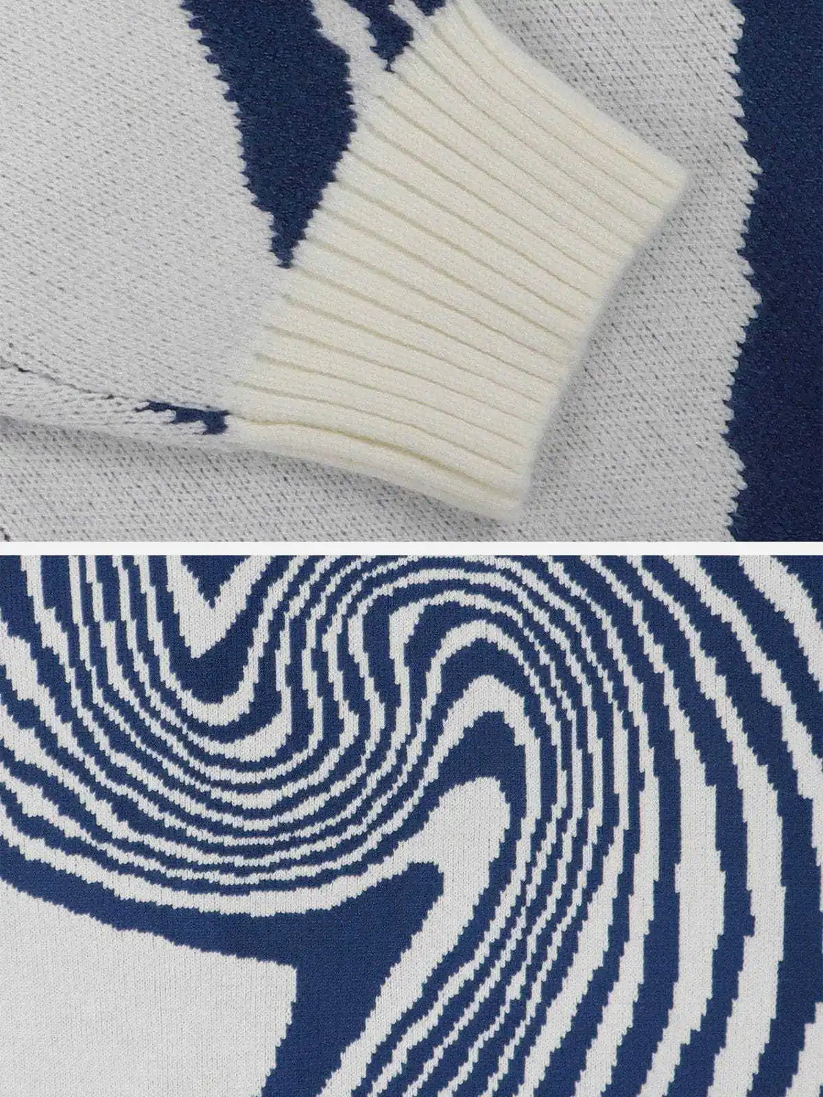 TRIPPIN'™ Wavy Knitted Sweater Navy Blue