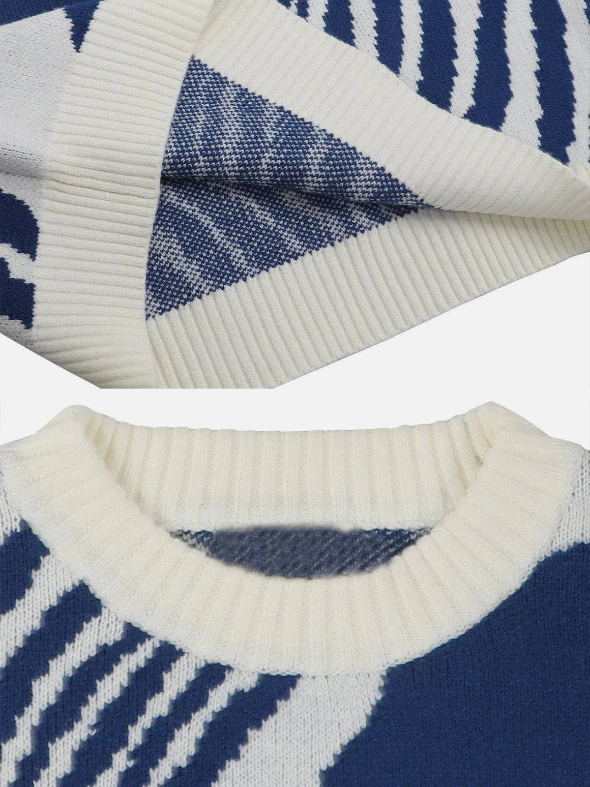 TRIPPIN'™ Wavy Knitted Sweater Navy Blue